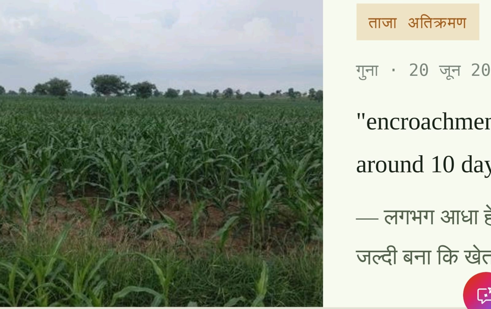 सैटेलाइट अलर्ट में सामने आया ताजा वन भूमि अतिक्रमण।